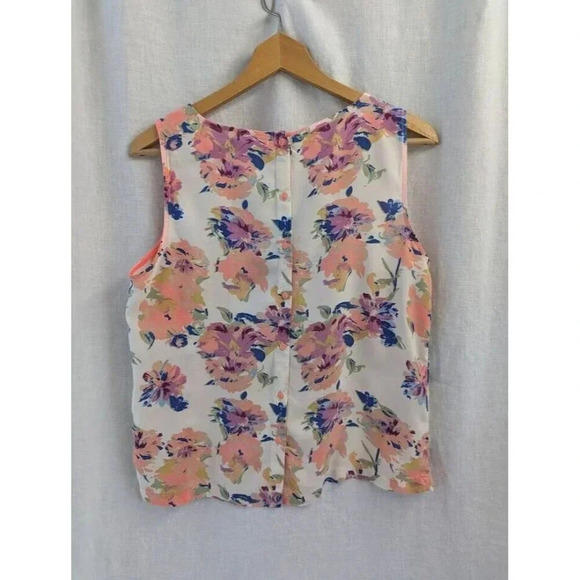 Vila clothes colorful floral button back tank light cotton women's size Large F1 - Picture 5 of 8